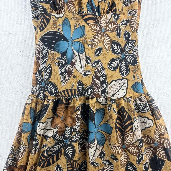 Coldwater Creek Multicolor Floral Mini Dress Sleeveless Drop Waist Beaded Size 8 - Picture 6 of 12